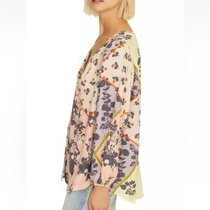 Sanctuary Alia Floral Button-Up Mixed Print Long Sleeve Blouse Women’s 3X Plus